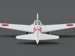 low poly cartoon mitsubishi a6m zero wwii airplane 3D Model