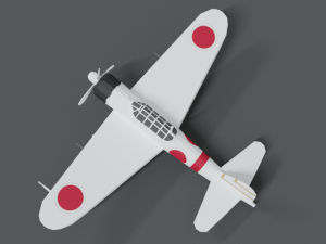 low poly cartoon mitsubishi a6m zero wwii airplane 3D Model