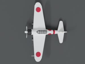 low poly cartoon mitsubishi a6m zero wwii airplane 3D Model