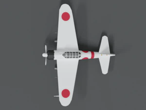 low poly cartoon mitsubishi a6m zero wwii airplane 3D Model