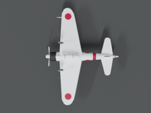 low poly cartoon mitsubishi a6m zero wwii airplane 3D Model