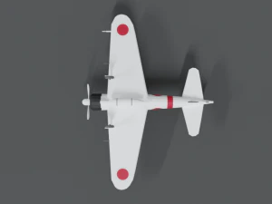 low poly cartoon mitsubishi a6m zero wwii airplane 3D Model