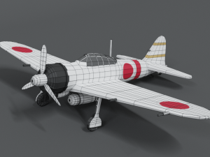 low poly cartoon mitsubishi a6m zero wwii airplane 3D Model