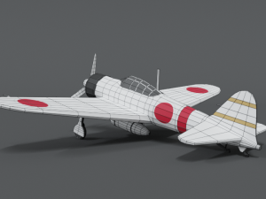 low poly cartoon mitsubishi a6m zero wwii airplane 3D Model