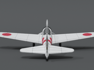 low poly cartoon mitsubishi a6m zero wwii airplane 3D Model
