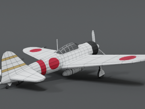 low poly cartoon mitsubishi a6m zero wwii airplane 3D Model