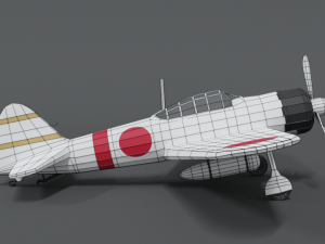 low poly cartoon mitsubishi a6m zero wwii airplane 3D Model