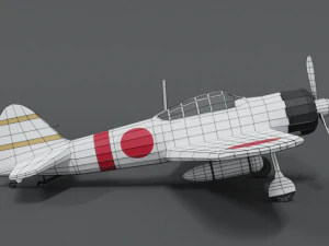 low poly cartoon mitsubishi a6m zero wwii airplane 3D Model