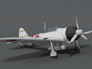 low poly cartoon mitsubishi a6m zero wwii airplane 3D Model