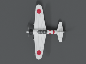 low poly cartoon mitsubishi a6m zero wwii airplane 3D Model