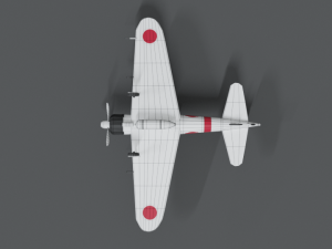 low poly cartoon mitsubishi a6m zero wwii airplane 3D Model