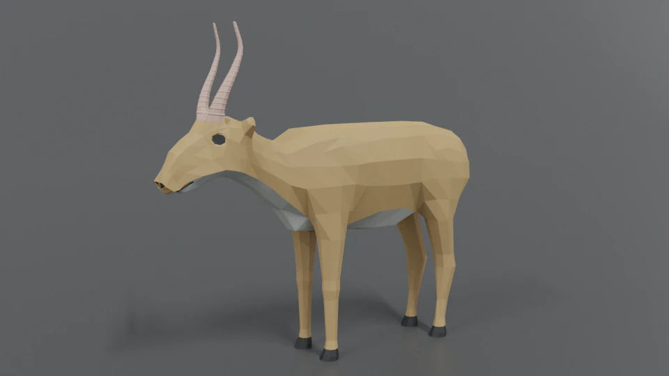 low poly cartoon saiga antelope 3D Model .c4d .max .obj .3ds .fbx .stl .blend