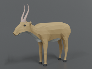 low poly cartoon saiga antelope Modelo 3D