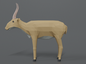 low poly cartoon saiga antelope 3D Model