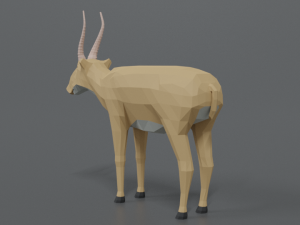 low poly cartoon saiga antelope 3D Model