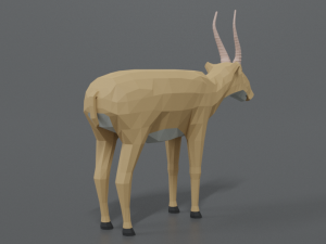 low poly cartoon saiga antelope 3D Model