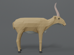 low poly cartoon saiga antelope 3D Model