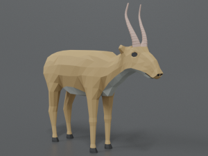 low poly cartoon saiga antelope 3D Model