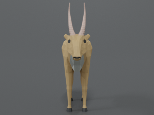 low poly cartoon saiga antelope 3D Model