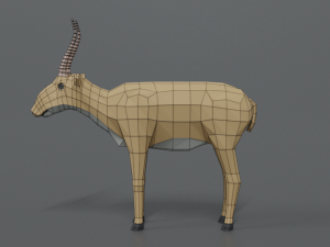 low poly cartoon saiga antelope 3D Model