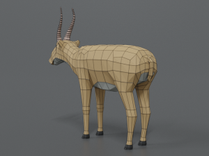 low poly cartoon saiga antelope 3D Model