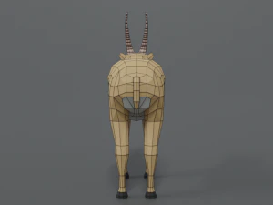 low poly cartoon saiga antelope 3D Model