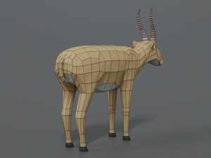 low poly cartoon saiga antelope 3D Model