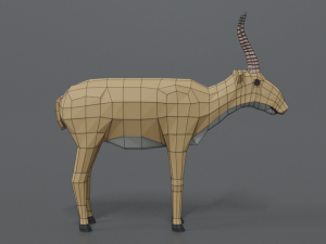 low poly cartoon saiga antelope 3D Model