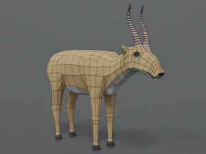 low poly cartoon saiga antelope 3D Model