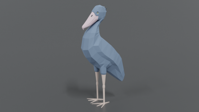 low poly cartoon shoebill stork 3D 모델 .c4d .max .obj .3ds .fbx .stl .blend 