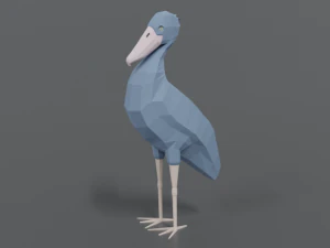 low poly cartoon shoebill stork 3D Model