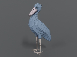 low poly cartoon shoebill stork 3D 모델