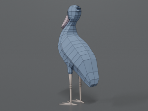 low poly cartoon shoebill stork 3D 모델