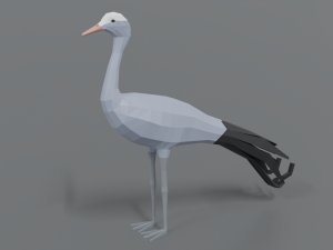 low poly cartoon blue crane 3D Model