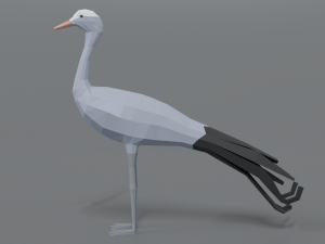 low poly cartoon blue crane 3D Model