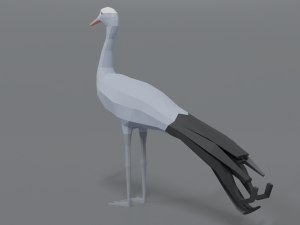 low poly cartoon blue crane 3D Model