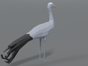 low poly cartoon blue crane 3D Model
