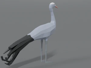 low poly cartoon blue crane 3D Model
