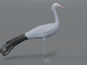 low poly cartoon blue crane 3D Model