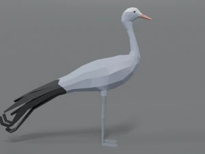 low poly cartoon blue crane 3D Model