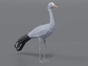 low poly cartoon blue crane 3D Model
