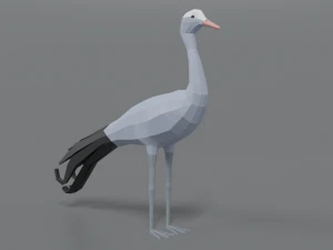 low poly cartoon blue crane 3D Model