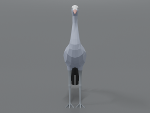 low poly cartoon blue crane 3D Model
