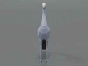 low poly cartoon blue crane 3D Model