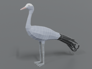 low poly cartoon blue crane 3D Model