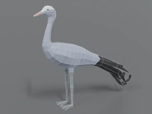 low poly cartoon blue crane 3D Model
