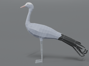 low poly cartoon blue crane 3D Model