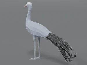 low poly cartoon blue crane 3D Model