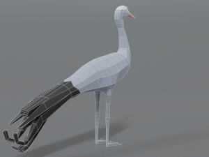 low poly cartoon blue crane 3D Model