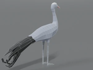 low poly cartoon blue crane 3D Model